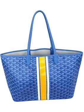 Goyard Saint Louis PM Tote Bag – Blue Chevron w/ Yellow Stripe | Rare